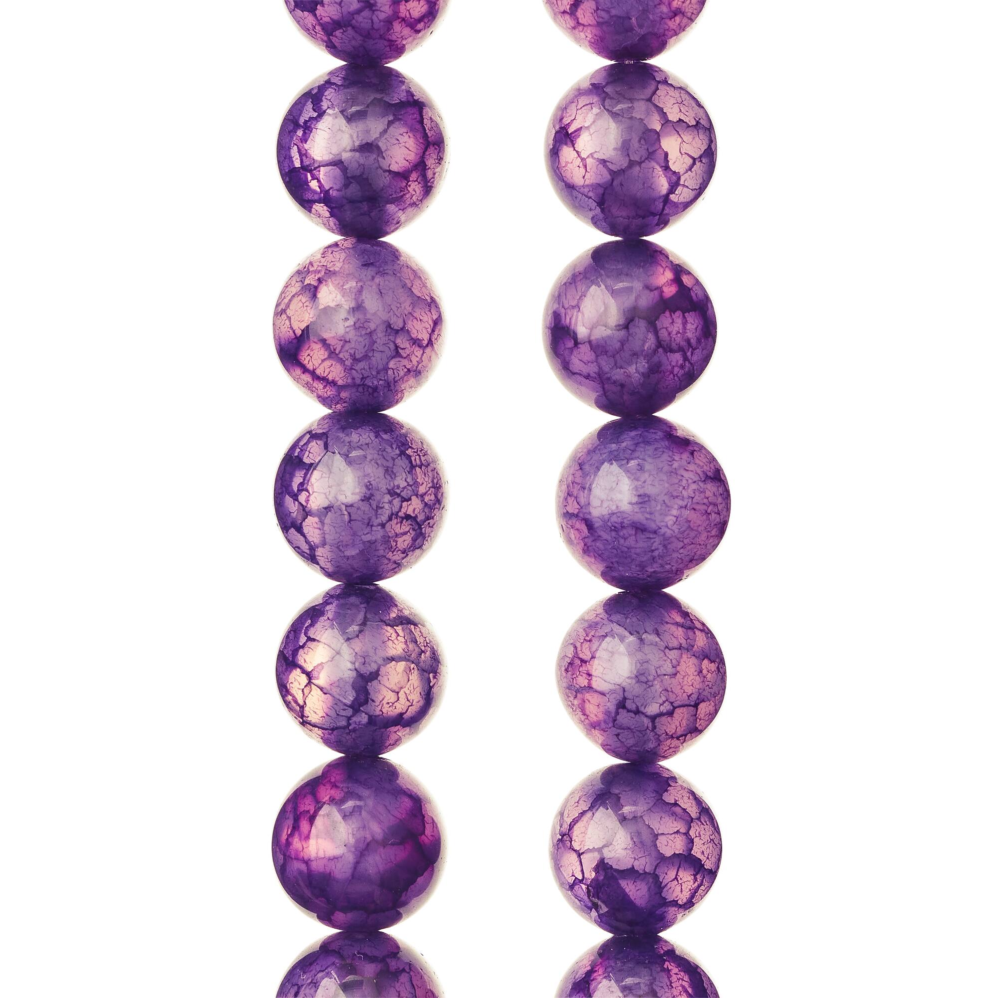 8mm Purple Fractured Dyed Round Agate Beads by Bead Landing™